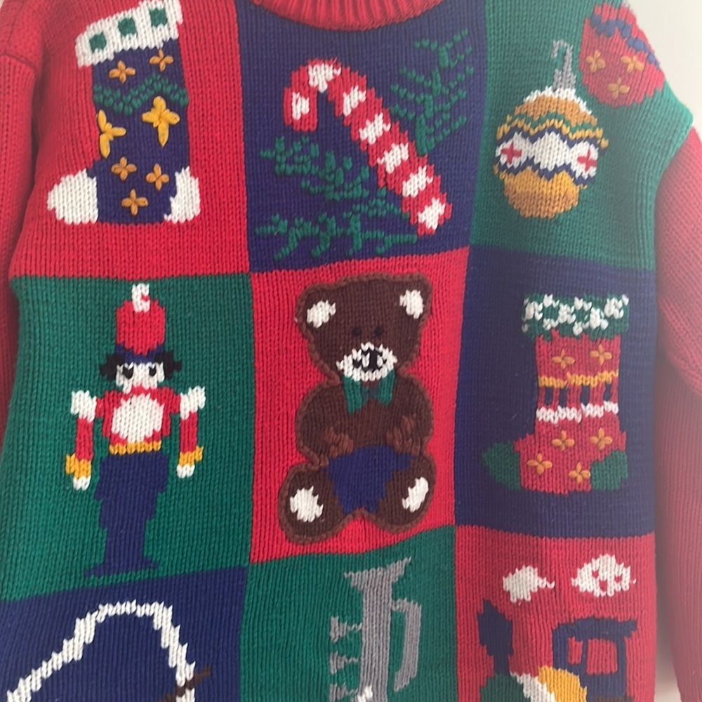 Vintage Karen Scott Knit Christmas Holiday Sweater Kitchy Granny Festive - Picture 7 of 7
